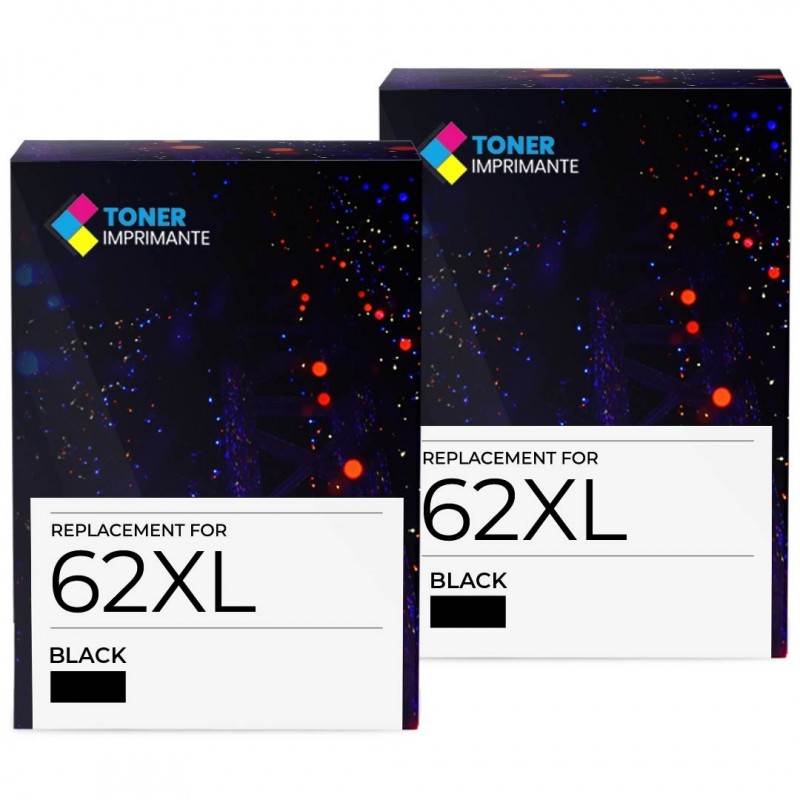 Cartouche d'encre équivalent à HP 62XL Pack de 2 Noir