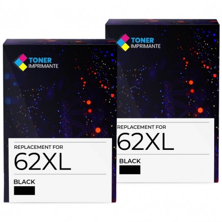 Cartouche d'encre équivalent à HP 62XL Pack de 2 Noir Cartouche d'encre équivalent à HP 62XL Pack de 2 Noir